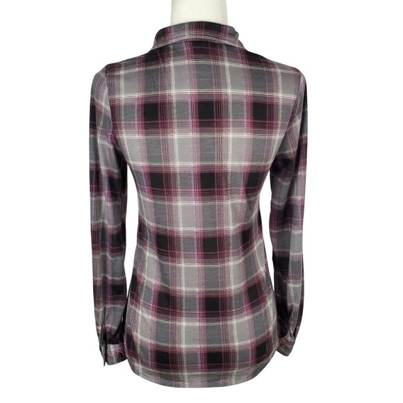 Passport Plaid Button Down Roll Tab Sleeve Shirt Women's Small B1324 - Picture 3 of 11